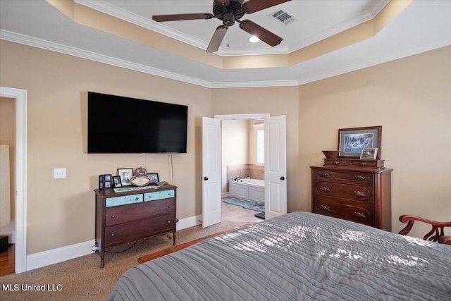 136 Mullherrin Dr, Madison, MS 39110 - bedroom with baseboards, visible vents, a tray ceiling, and ornamental molding