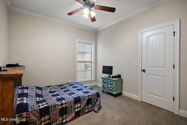 136 Mullherrin Dr, Madison, MS 39110 - bedroom with ceiling fan, baseboards, ornamental molding, and carpet floors