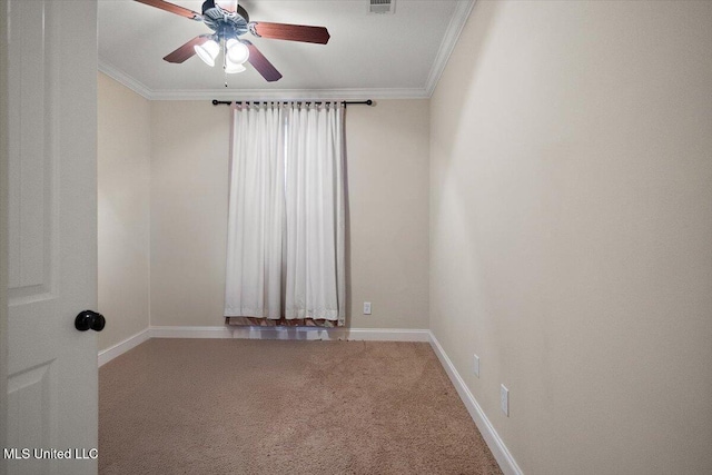 136 Mullherrin Dr, Madison, MS 39110 - carpeted empty room with baseboards, ornamental molding, and ceiling fan