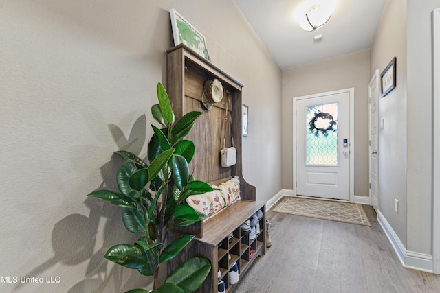 interior space featuring wood finished floors and baseboards