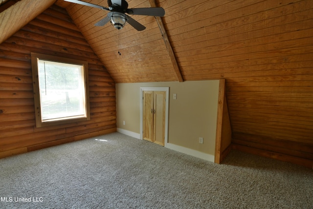 3490 Sherrod Rd, Nesbit, MS 38651 - bonus room with carpet, lofted ceiling, ceiling fan, wooden ceiling, and baseboards