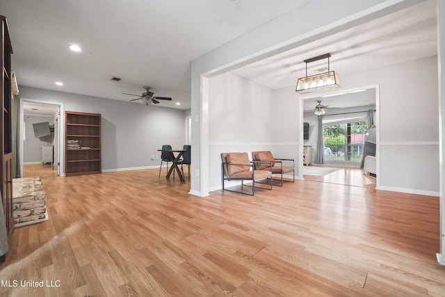 3306 Nottingham Rd, Ocean Springs, MS 39564 - living area with a ceiling fan, light wood finished floors, and recessed lighting