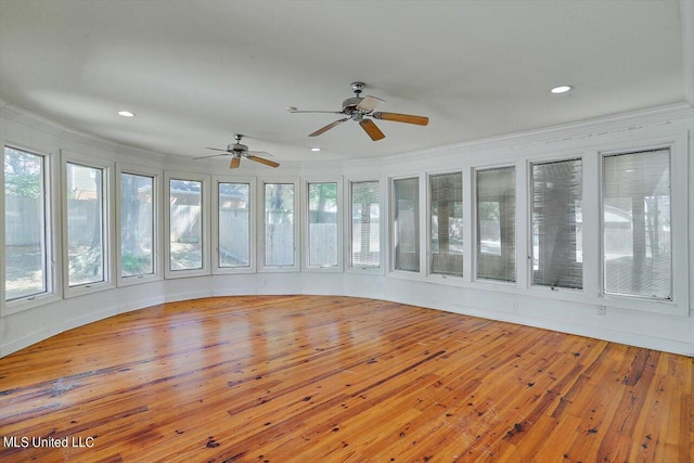 1771 Plantation Blvd, Jackson, MS 39211 - unfurnished sunroom featuring wood-type flooring, recessed lighting, and crown molding