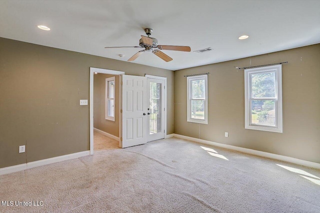 1771 Plantation Blvd, Jackson, MS 39211 - carpeted entryway with visible vents, a ceiling fan, baseboards, and recessed lighting