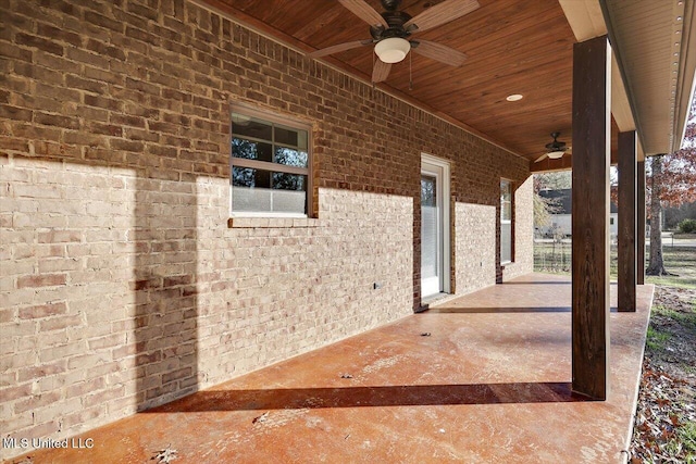 view of patio / terrace featuring ceiling fan