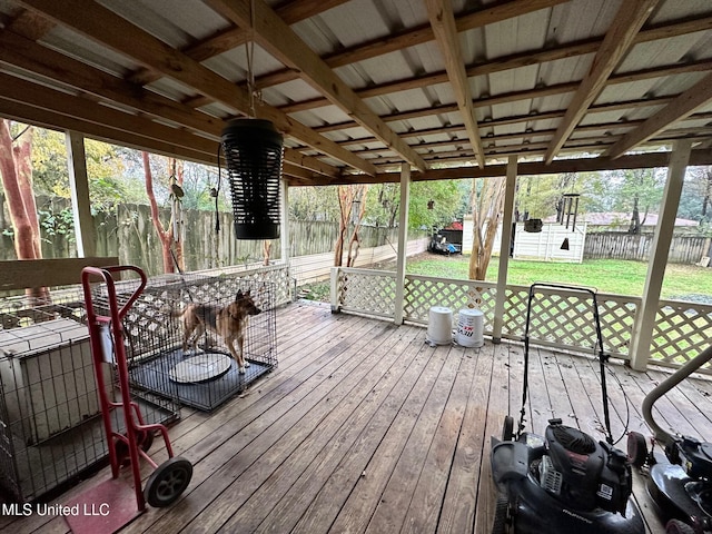 deck featuring a lawn