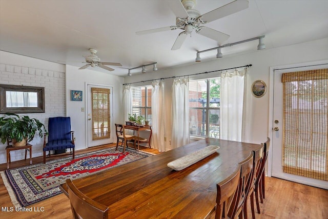 911 Tetbury Pl, Brandon, MS 39047 - dining area with track lighting, light wood-style floors, and ceiling fan