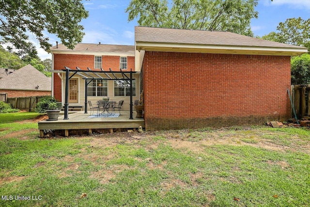 911 Tetbury Pl, Brandon, MS 39047 - back of house featuring a pergola, a wooden deck, and brick siding