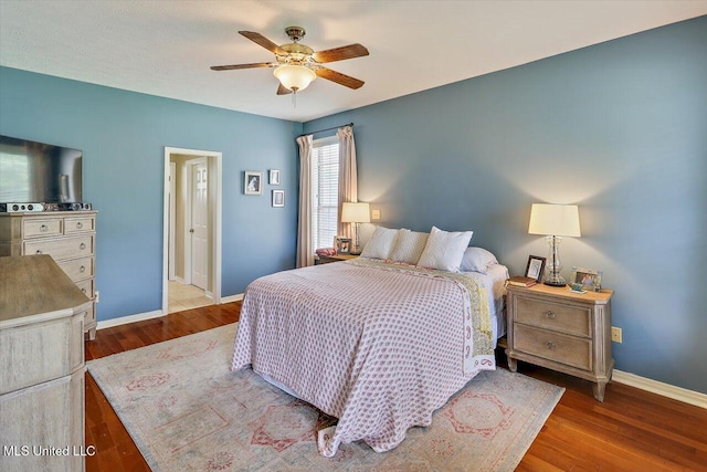 911 Tetbury Pl, Brandon, MS 39047 - bedroom featuring baseboards, wood finished floors, and ceiling fan