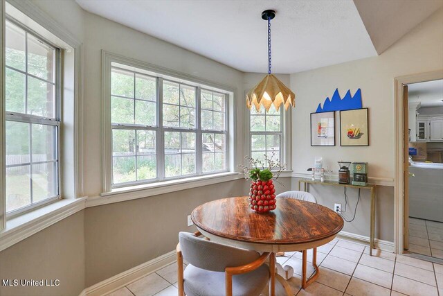 tiled dining area with a healthy amount of sunlight