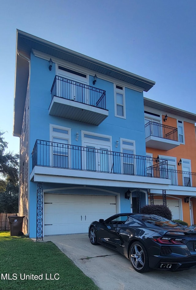 view of building exterior with a garage