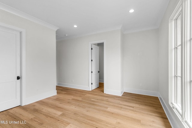 54 Windermere Blvd, Madison, MS 39110 - empty room with crown molding, baseboards, recessed lighting, and light wood-style flooring