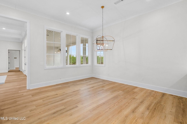 54 Windermere Blvd, Madison, MS 39110 - unfurnished dining area featuring light wood-style flooring, baseboards, a chandelier, crown molding, and recessed lighting