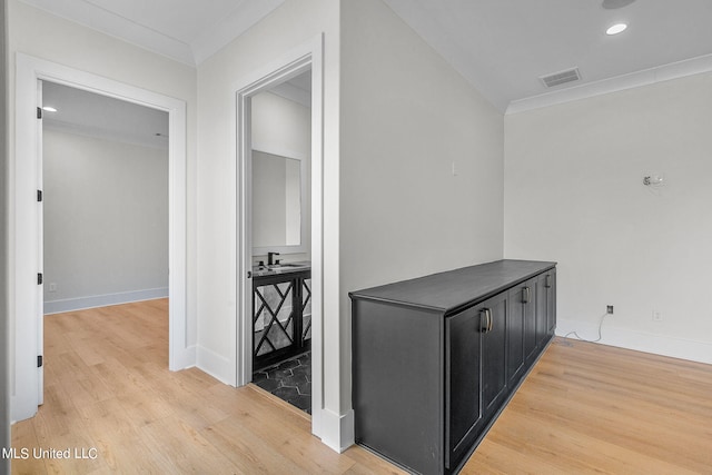 54 Windermere Blvd, Madison, MS 39110 - hallway with light wood-type flooring, baseboards, crown molding, and recessed lighting