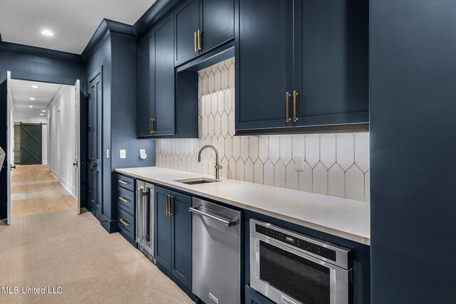 54 Windermere Blvd, Madison, MS 39110 - kitchen with a sink, dishwasher, light countertops, built in microwave, and tasteful backsplash