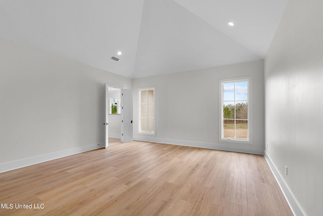 54 Windermere Blvd, Madison, MS 39110 - spare room featuring high vaulted ceiling, plenty of natural light, light wood-style floors, baseboards, and recessed lighting