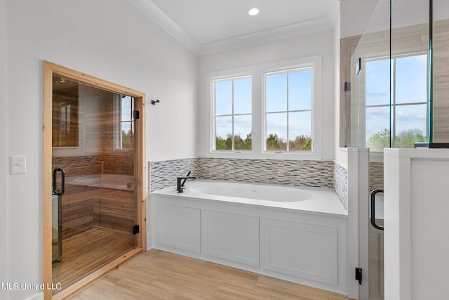54 Windermere Blvd, Madison, MS 39110 - bathroom with a bath, wood finished floors, and a shower stall