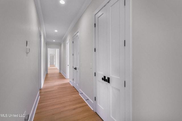54 Windermere Blvd, Madison, MS 39110 - hallway with baseboards, light wood-style floors, recessed lighting, and ornamental molding