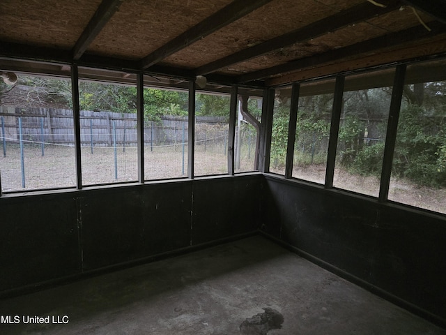 view of unfurnished sunroom