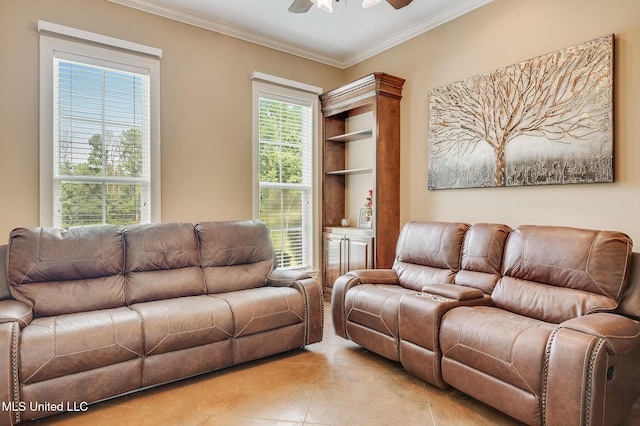 2550 Jones Rd, Terry, MS 39170 - living room with crown molding and ceiling fan