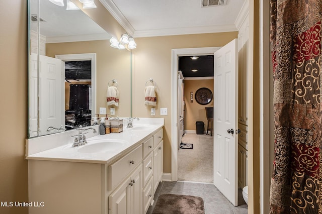 2550 Jones Rd, Terry, MS 39170 - full bathroom featuring double vanity, crown molding, and tile patterned floors