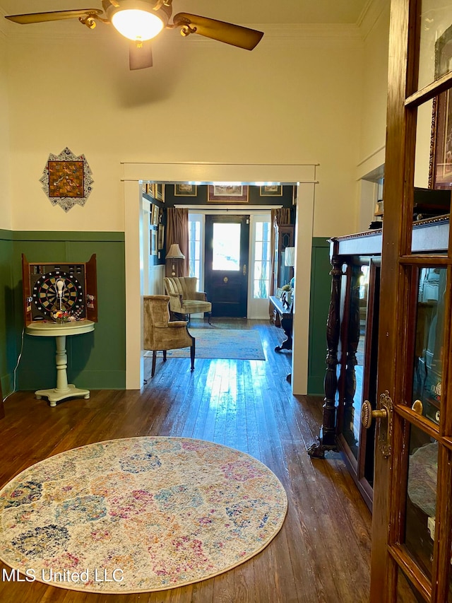 corridor with dark hardwood / wood-style flooring