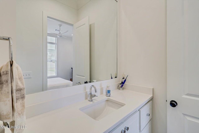113 Forestview Pl, Madison, MS 39110 - bathroom featuring vanity, connected bathroom, and ceiling fan