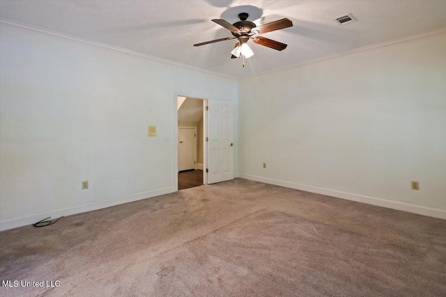 1507 W Flowers Rd, Terry, MS 39170 - carpeted empty room featuring ornamental molding, ceiling fan, and baseboards