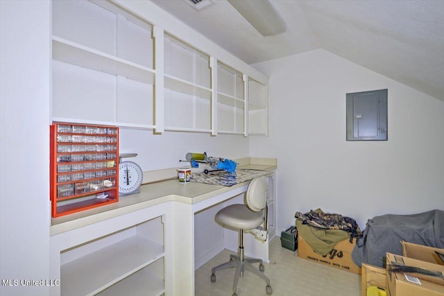 1507 W Flowers Rd, Terry, MS 39170 - office with electric panel and lofted ceiling