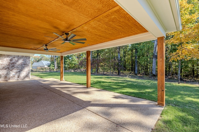 view of patio with ceiling fan