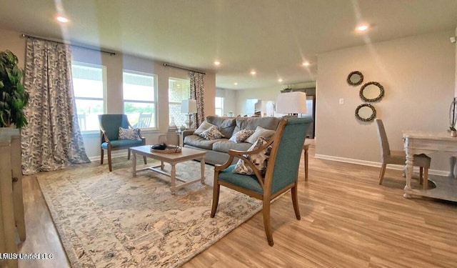 living room featuring light hardwood / wood-style flooring