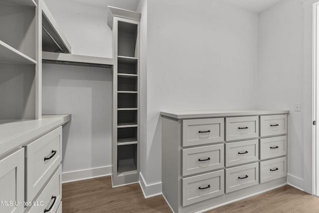 walk in closet featuring dark hardwood / wood-style floors