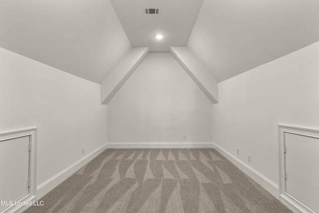 additional living space with lofted ceiling and carpet