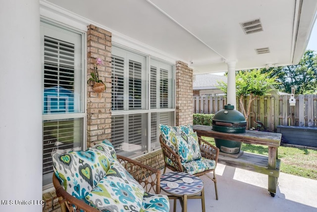 view of patio / terrace featuring fence and area for grilling