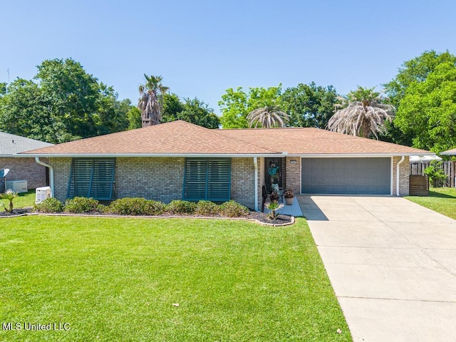 view of front facade with a garage, brick siding, and concrete driveway