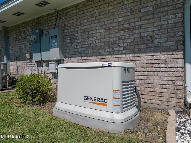 exterior view of a power unit and brick siding