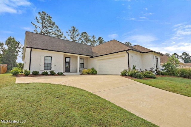 122 Seymour Dr, Madison, MS 39110 - view of front of house featuring a garage, driveway, a front yard, and a shingled roof