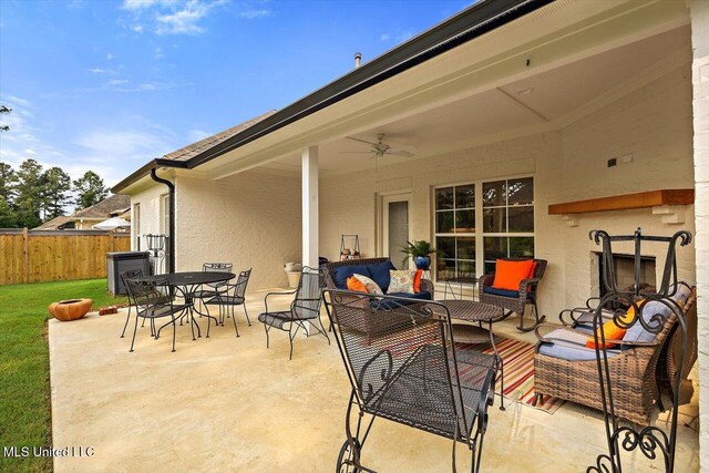 122 Seymour Dr, Madison, MS 39110 - view of patio with a ceiling fan, an outdoor living space, and outdoor dining space