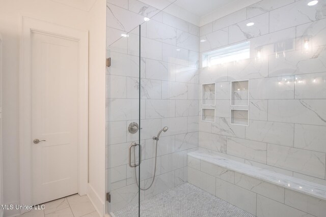 103 E 2nd St, Pass Christian, MS 39571 - full bath with a shower stall and marble finish floor