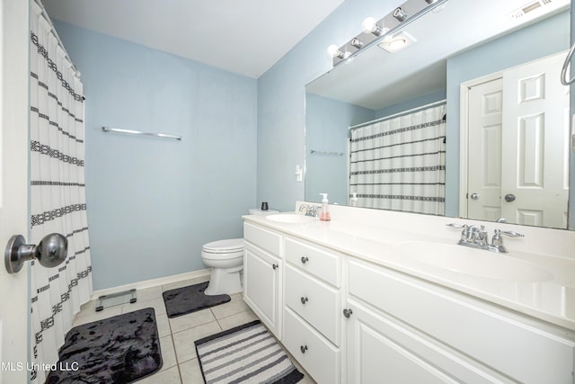 bathroom featuring tile patterned flooring, vanity, and toilet