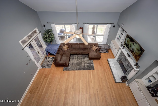 unfurnished living room with light wood-type flooring