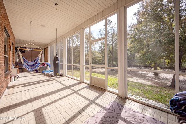 view of unfurnished sunroom