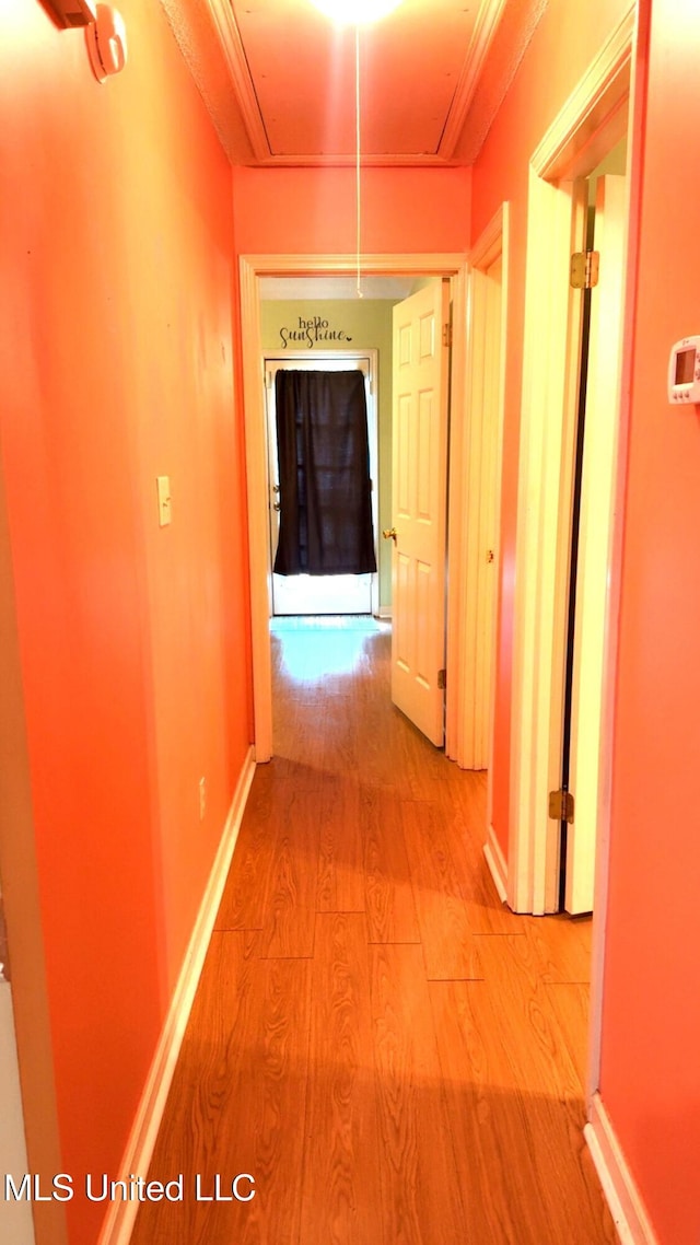 167 Tackett Run, Southaven, MS 38671 - hallway with attic access and light wood-type flooring