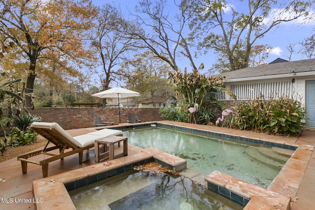 view of pool with an in ground hot tub