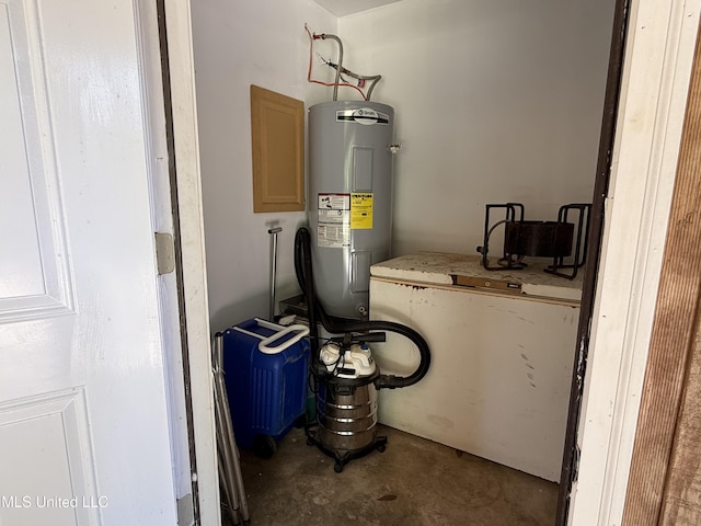 utility room with water heater