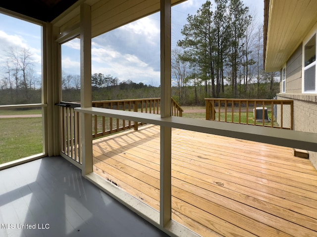 wooden deck with central AC