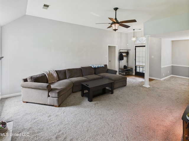 5710 Southbend Ln, Olive Branch, MS 38654 - living area featuring a ceiling fan and carpet