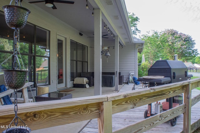 414 Spike Rdg, Canton, MS 39046 - wooden terrace with a ceiling fan