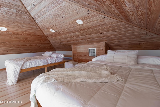 6717 Belle Fontaine Dr, Ocean Springs, MS 39564 - bedroom featuring visible vents, wooden ceiling, wood finished floors, and lofted ceiling