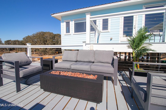 6717 Belle Fontaine Dr, Ocean Springs, MS 39564 - deck featuring an outdoor living space with a fire pit